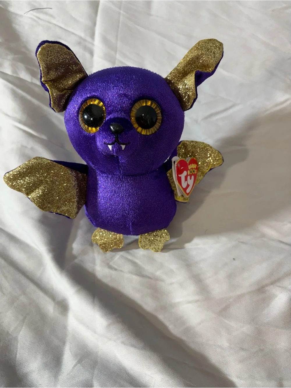 Ty Purple and Gold Glitter Bat Plush